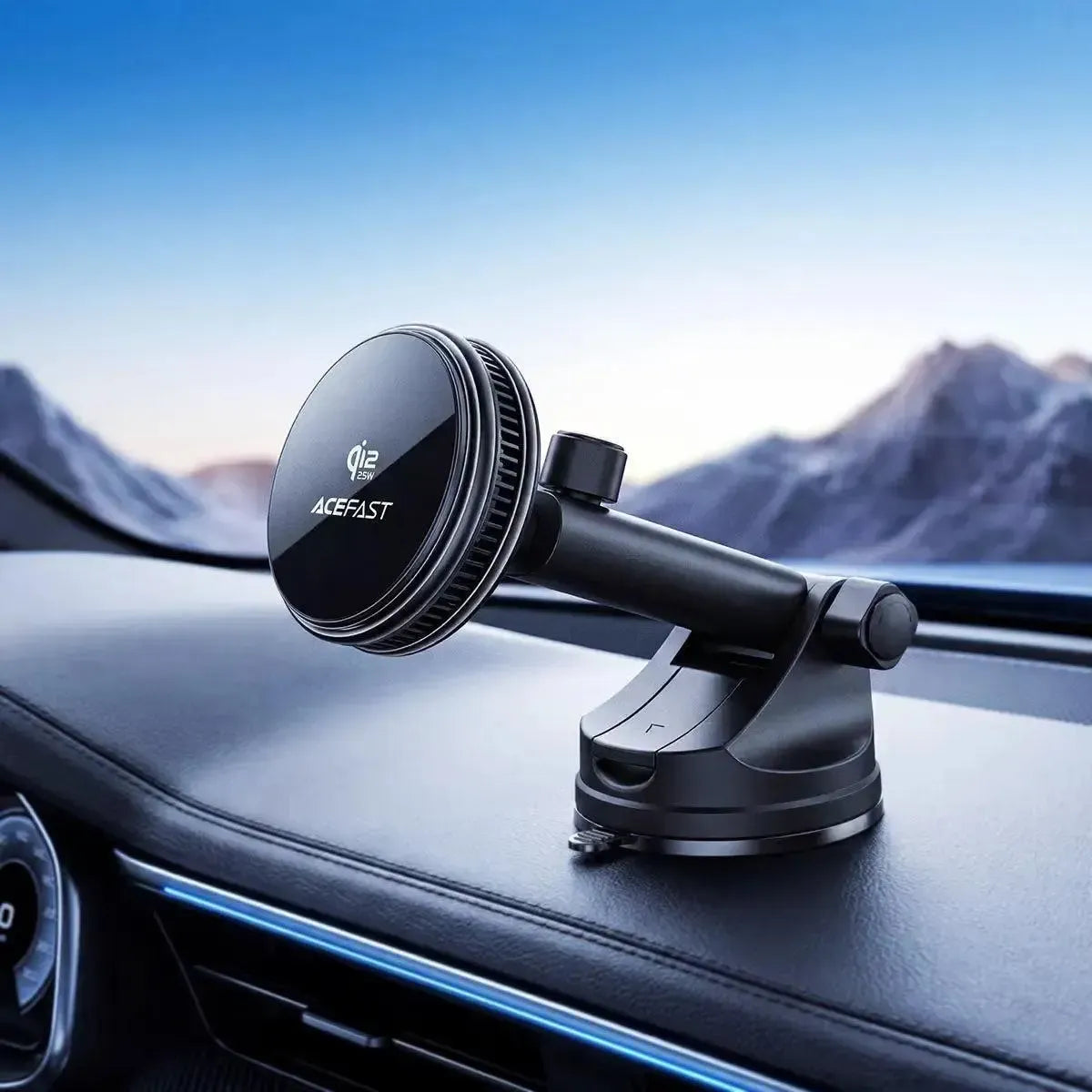 ACEFAST D67 QI2 25W Cooling Wireless Charging Holder With Suction Cup Black