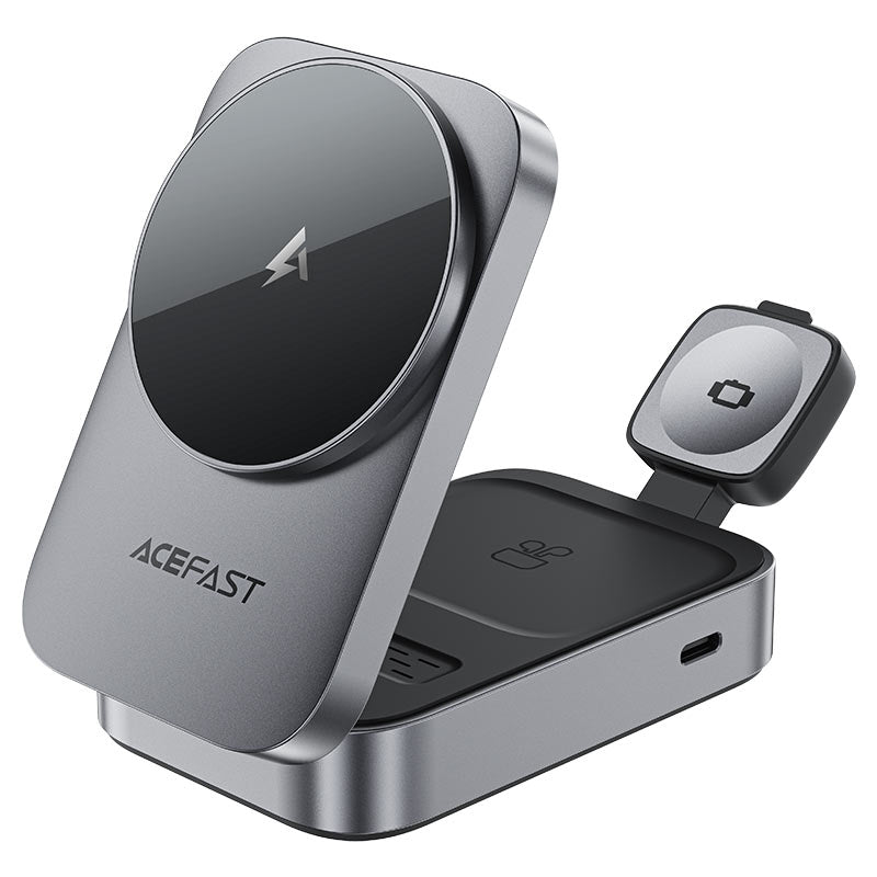 ACEFAST E22 Desktop 3 In 1 Wireless Charging Holder 15W Metal Gray