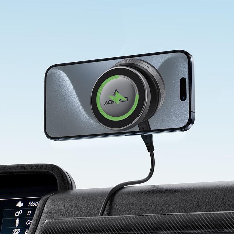 ACEFAST E29 Electric Suction Cup Magnetic Phone Wireless Charging Car Holder Gray