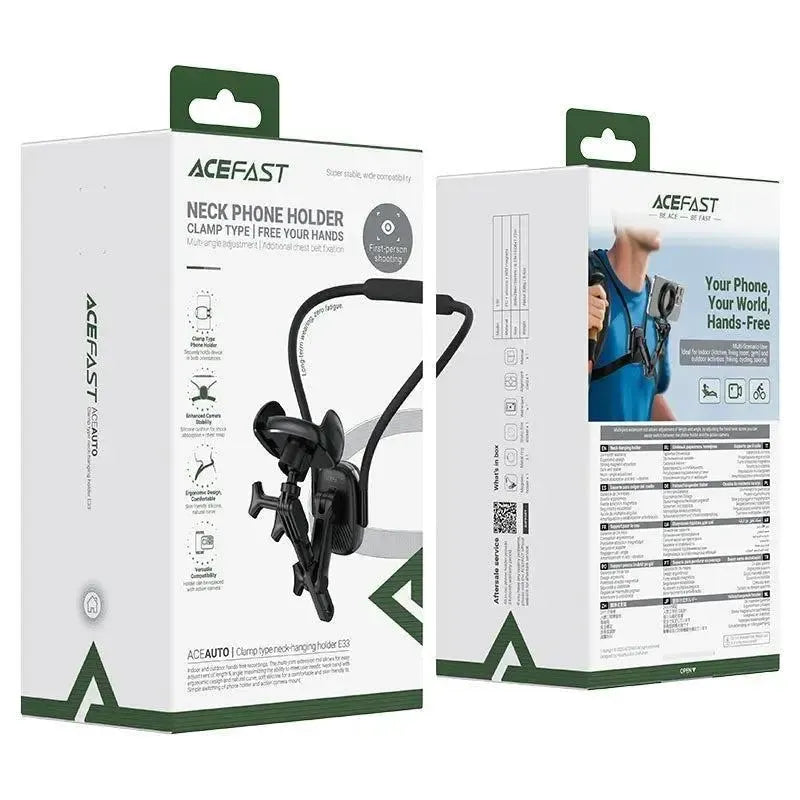 ACEFAST E33 Clamp Type Neck-Hanging Holder Black
