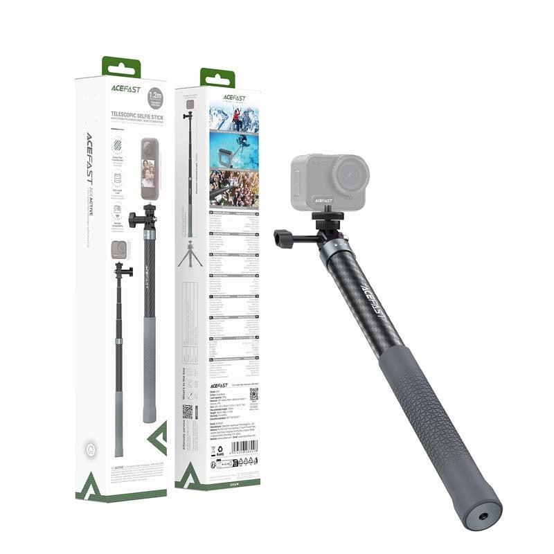 ACEFAST E38 1.2m Carbon Fiber Telescopic Selfie Stick Gray-Black