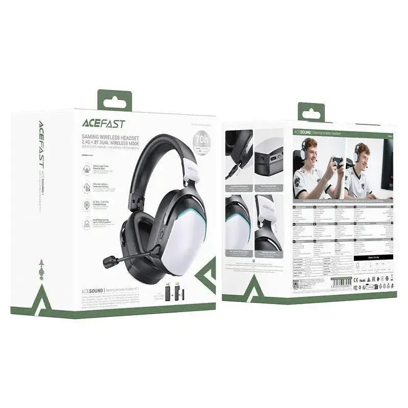 ACEFAST H11 RGB Dynamic Dual Mic Wireless Gaming Headset White