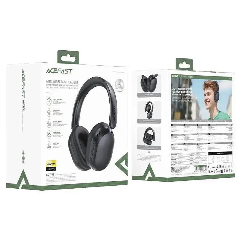 ACEFAST H12 Hybrid Active Noise Cancelling Wireless Headset Black