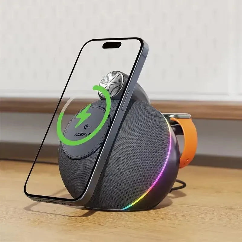 ACEFAST K10 Air 20W Speaker With Dual 25W Wireless Charger Metal Grey