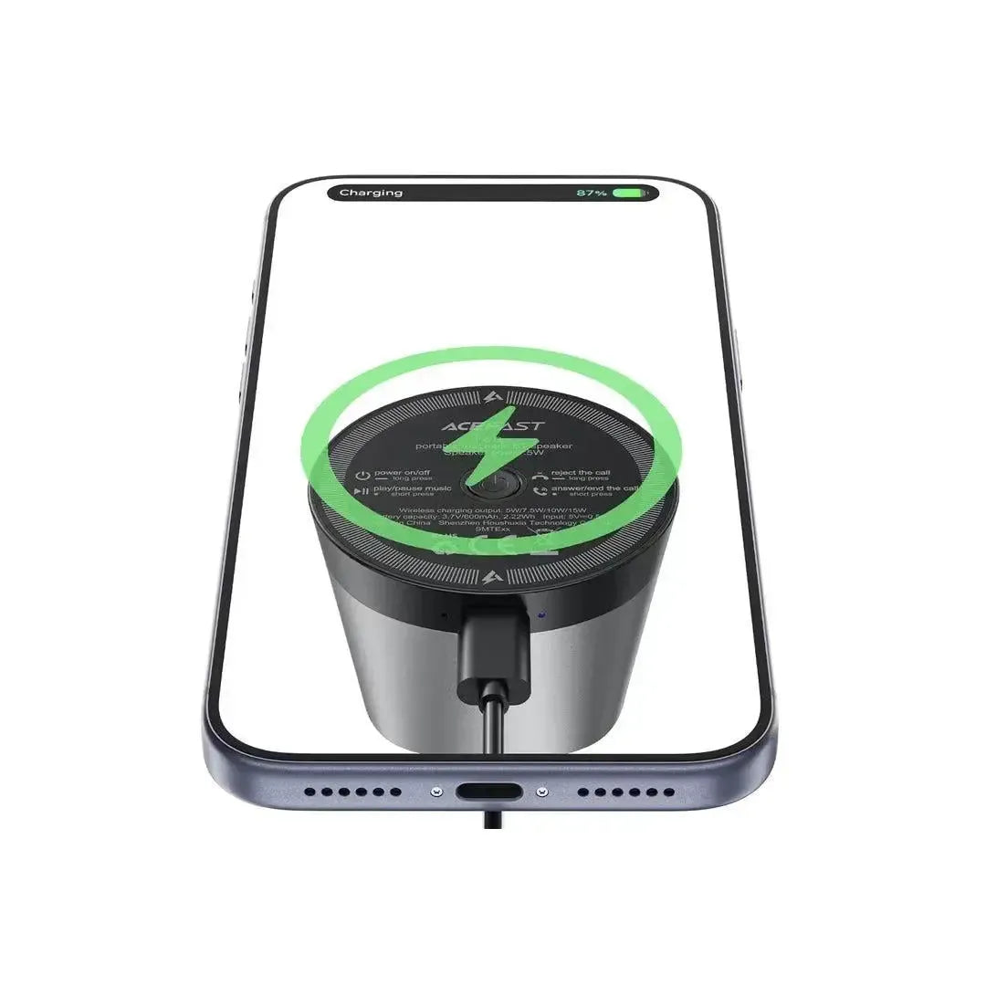ACEFAST K8 Go Portable 10H BT Speaker With Wireless Charger 15W Black