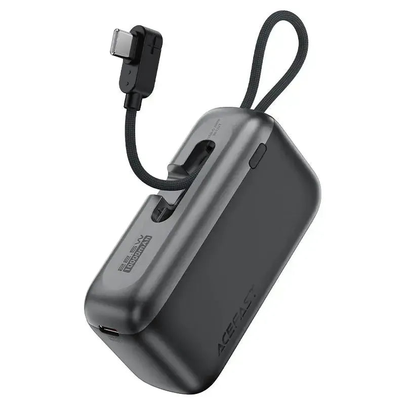 ACEFAST M27 Power Bank With USB-C Port And Cable 10000mAh 22.5W Metal Gray