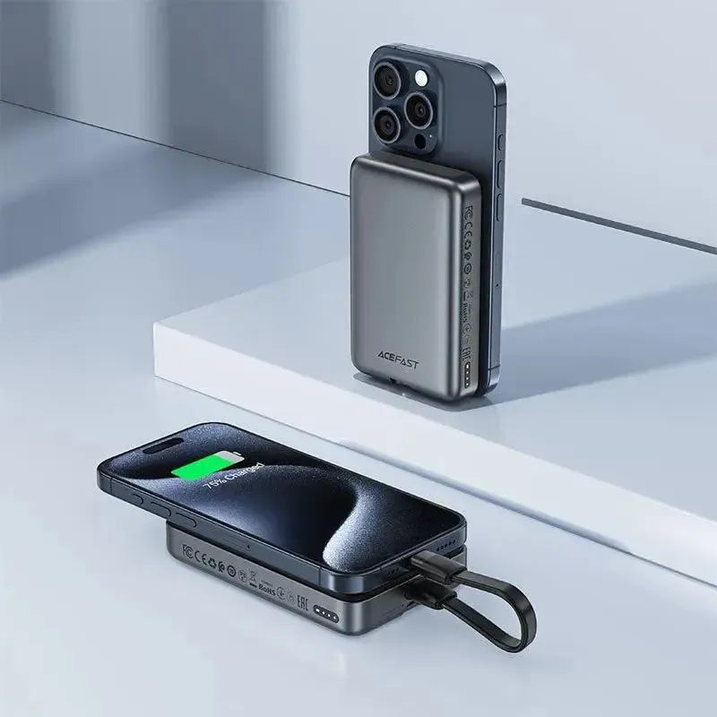 ACEFAST M30 PD 20W XHD-G80 Magsafe Fast Charging Power Bank With C-C Cable 5000mAh Black