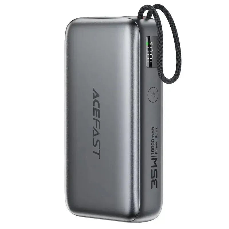 ACEFAST M32 PD35W Fast Charging Power Bank With Retractable Type-C Cable 10000mAh Gray