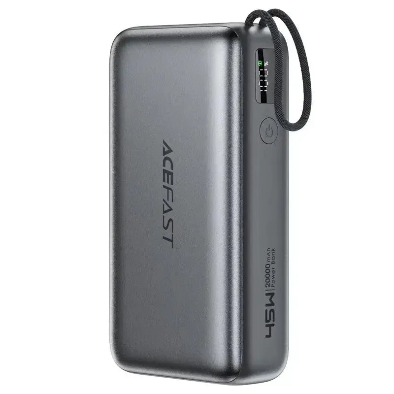 ACEFAST M34 PD 45W Fast Charging Power Bank With Retractable Type-C Cable 20000mAh Gray