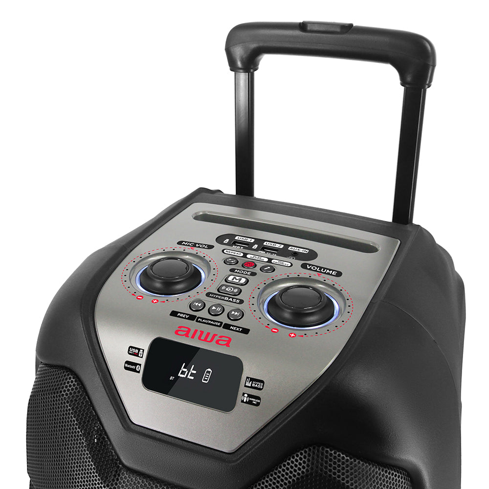 AIWA KBTUS-500 Trolley Speaker Bluetooth Wireless Microphone & Karaoke Function Black