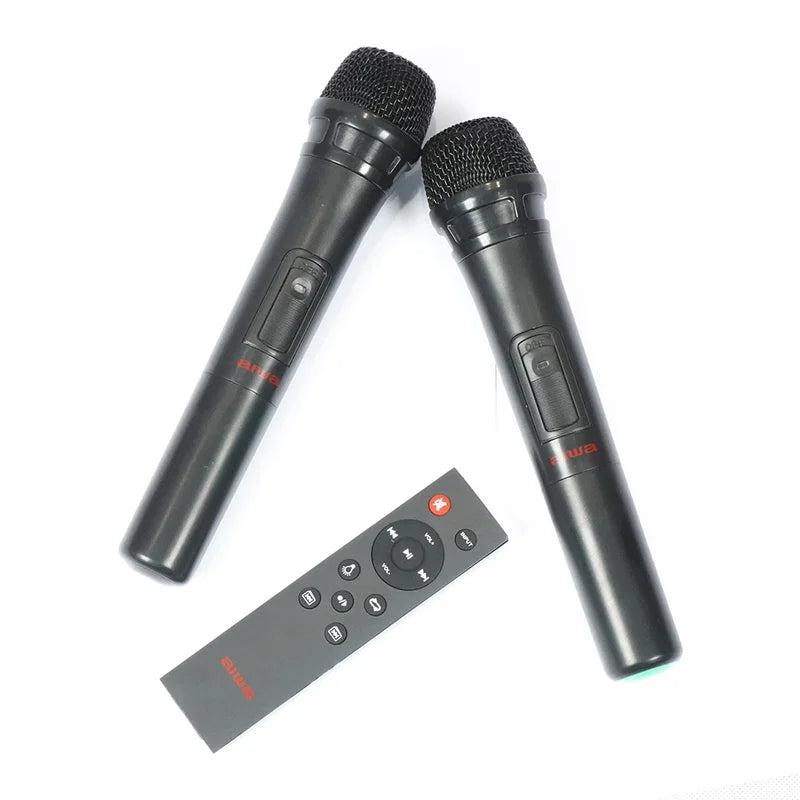 AIWA KBTUS-900 Trolley Speaker Bluetooth 2 Wireless Microphones Remote Control Black