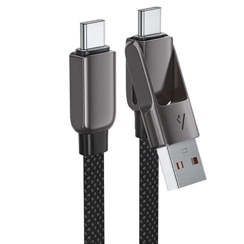 Acefast C13-05 USB-A/USB-C To USB-C 60W Short Zinc Alloy Charging Cable Black