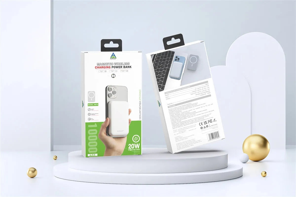 Aokus MS05 MagSafe Magnetic Wireless Fast Charging 20W 5000 mAh Powe Bank White