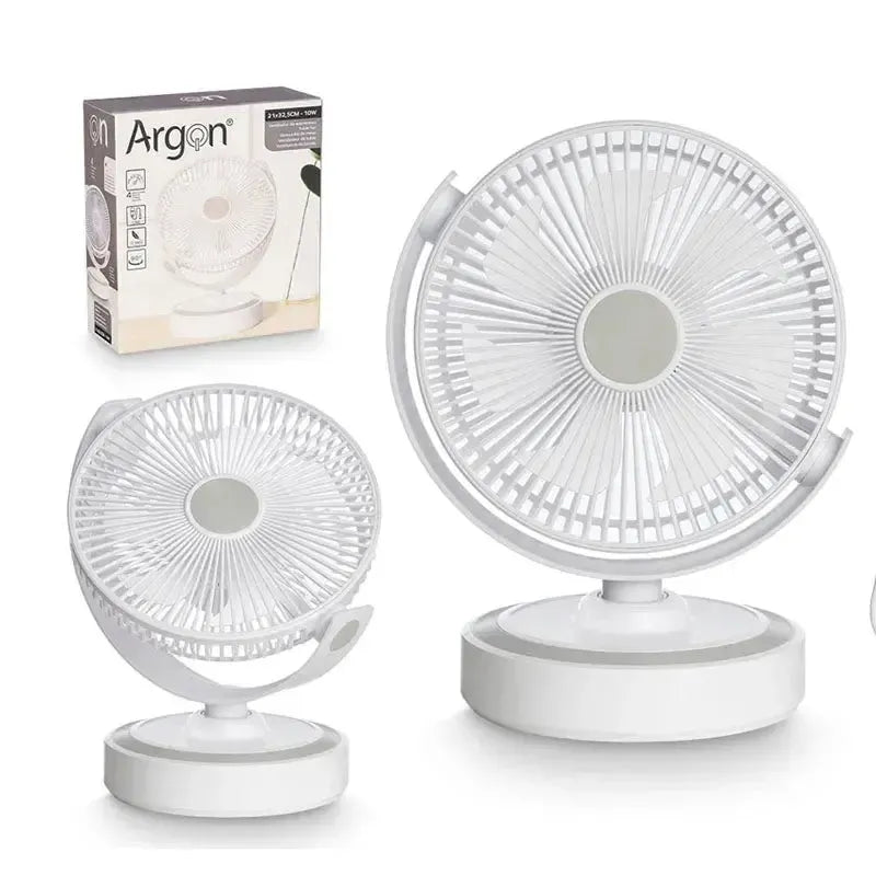 Argon 10W Rechargeable 9" Table Fan White