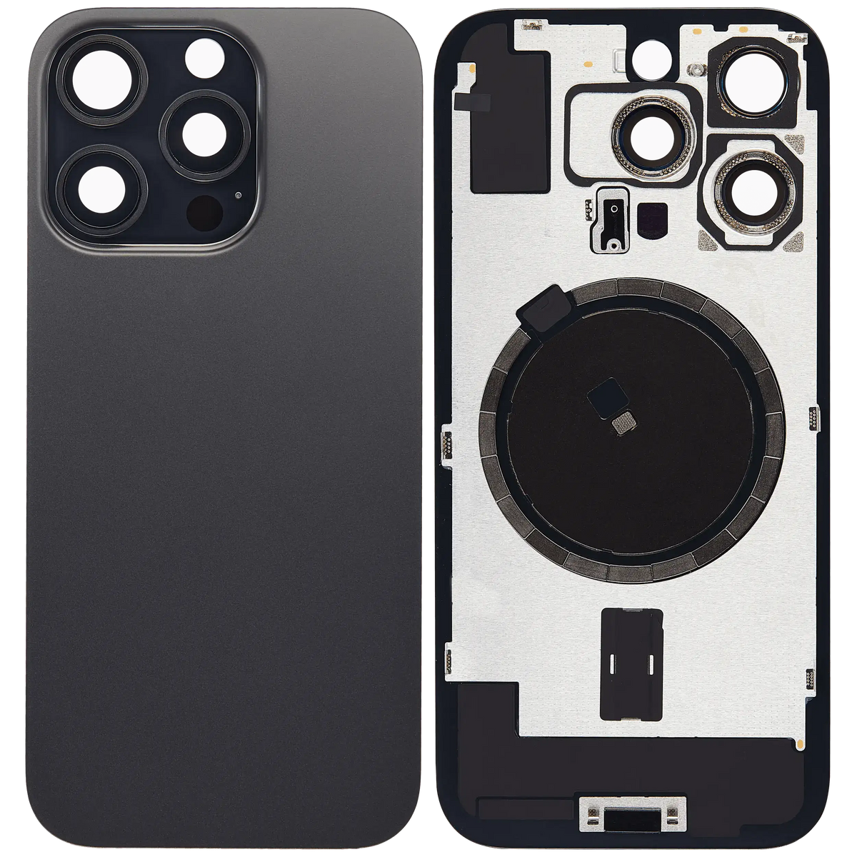Back Glass W/ Mag Safe Magnet For I Phone 16 Pro (No Logo) (Aftermarket) (Black Titanium)