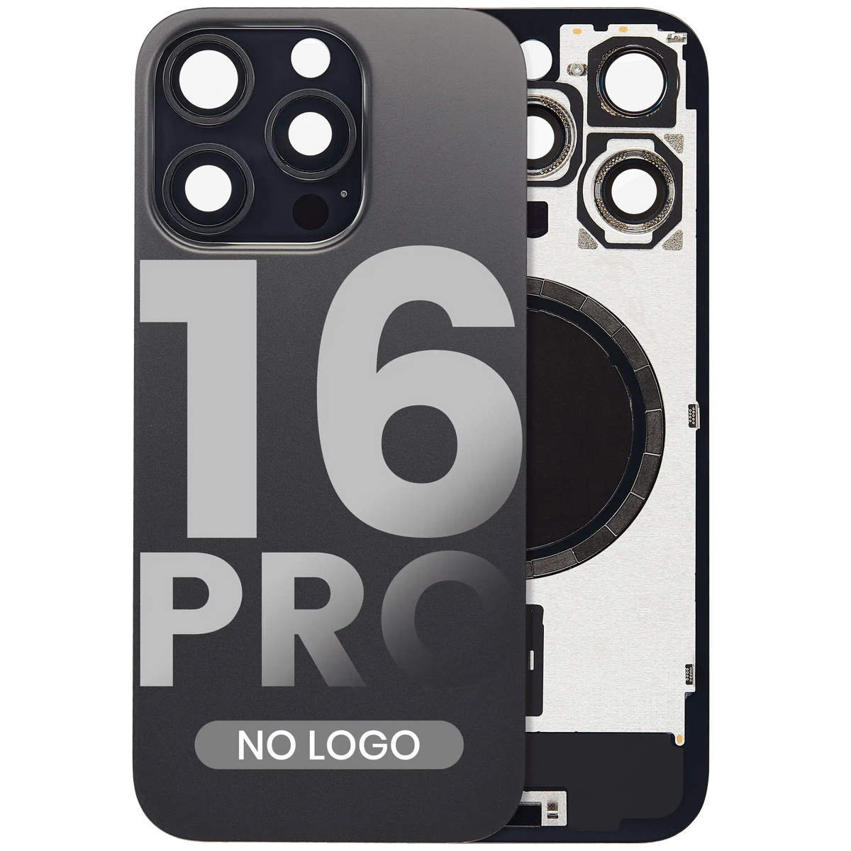 Back Glass W/ Mag Safe Magnet For I Phone 16 Pro (No Logo) (Aftermarket) (Black Titanium)