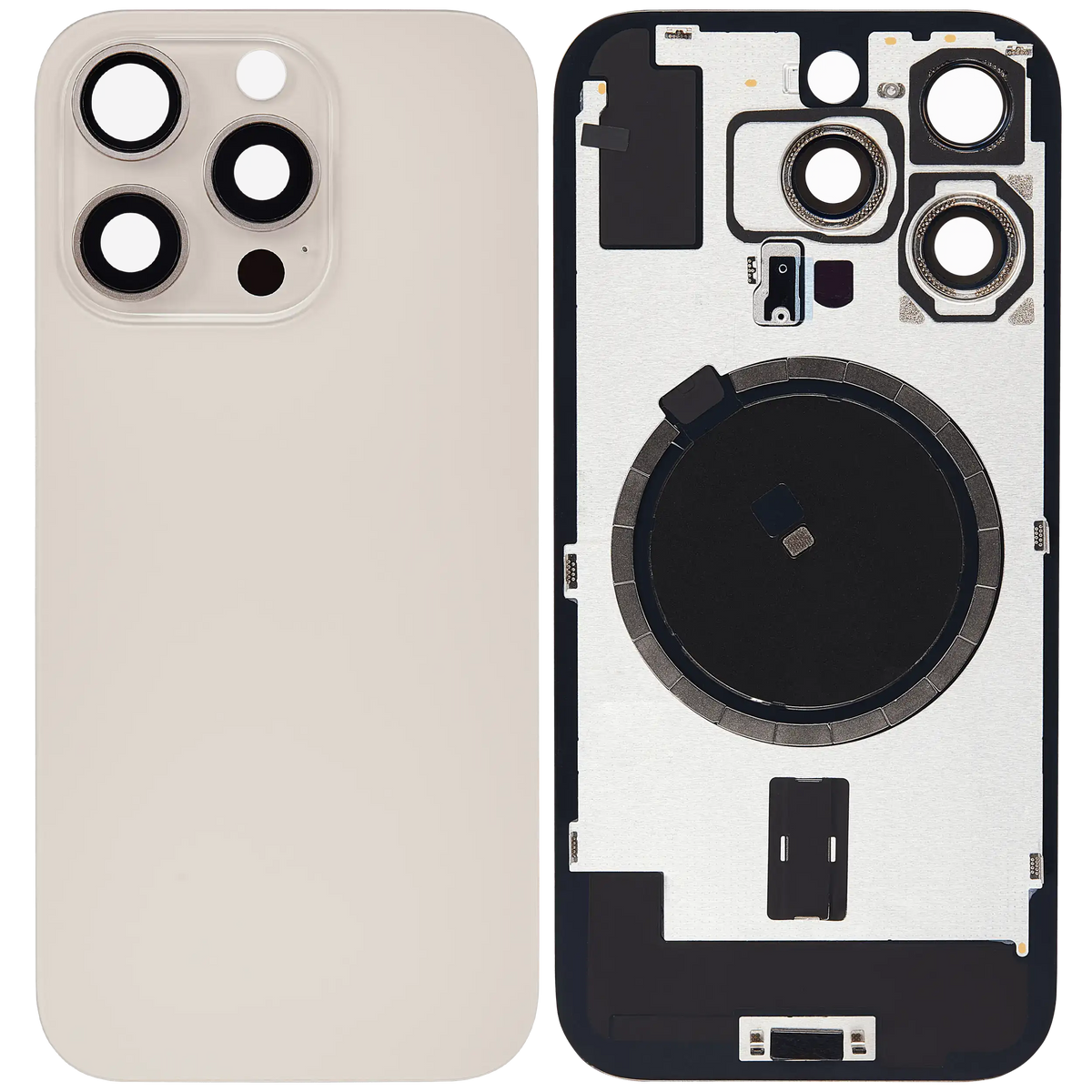 Back Glass W/ Mag Safe Magnet For I Phone 16 Pro (No Logo) (Aftermarket) (Desert Titanium)