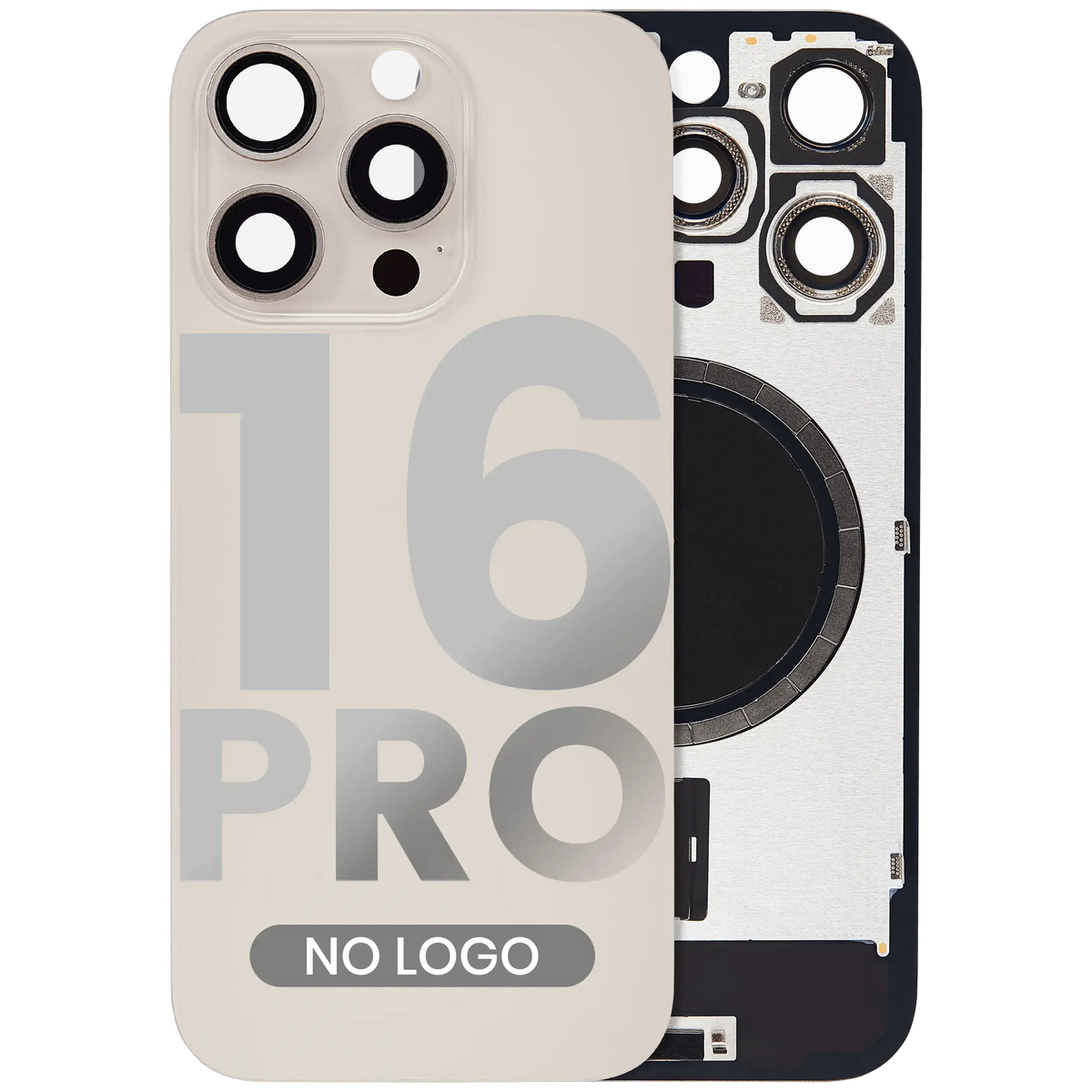 Back Glass W/ Mag Safe Magnet For I Phone 16 Pro (No Logo) (Aftermarket) (Desert Titanium)