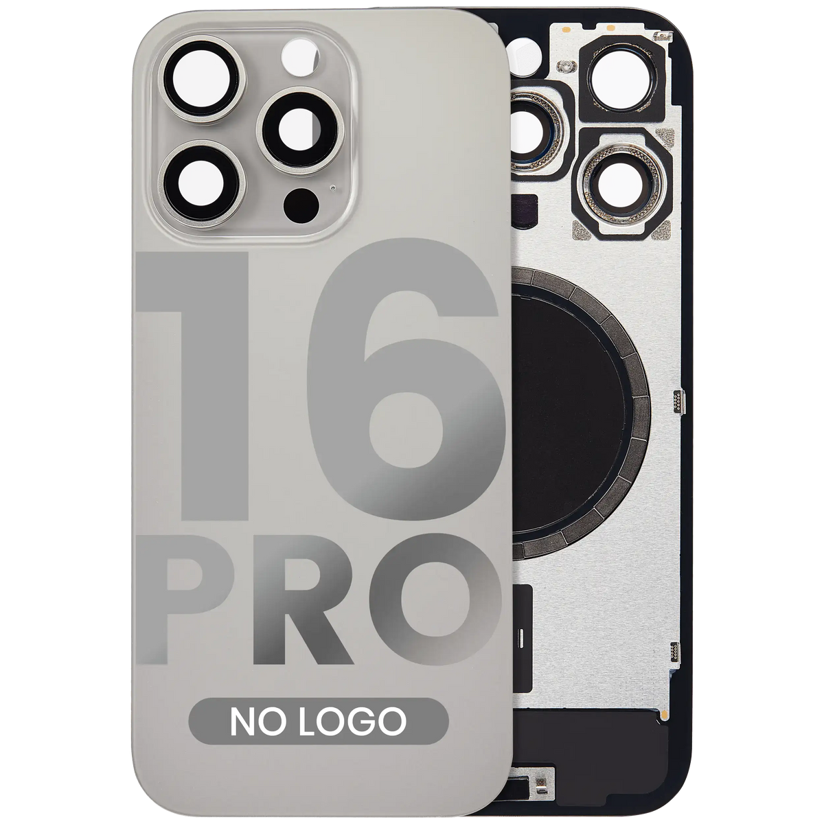 Back Glass W/ Mag Safe Magnet For I Phone 16 Pro (No Logo) (Aftermarket) (Natural Titanium)