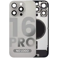 Back Glass W/ Mag Safe Magnet For I Phone 16 Pro (No Logo) (Aftermarket) (Natural Titanium)
