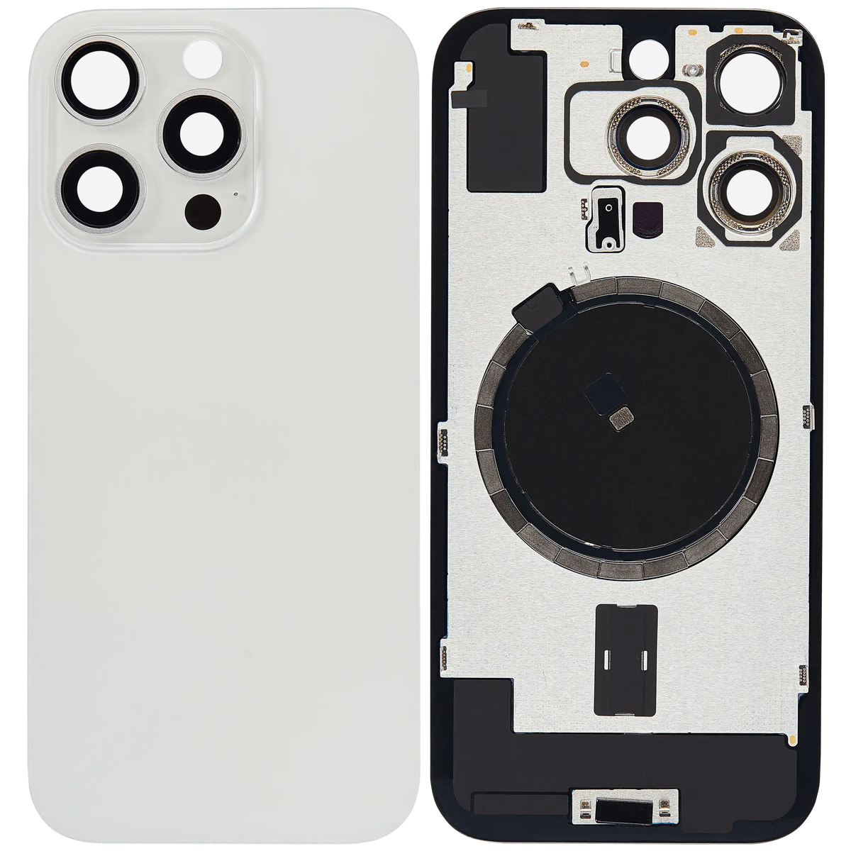 Back Glass W/ Mag Safe Magnet For I Phone 16 Pro (No Logo) (Aftermarket) (White Titanium)