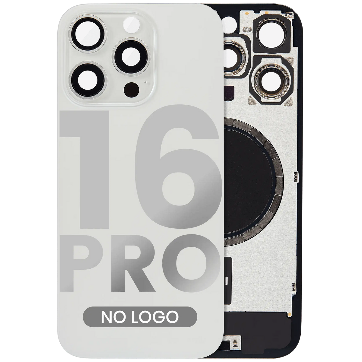 Back Glass W/ Mag Safe Magnet For I Phone 16 Pro (No Logo) (Aftermarket) (White Titanium)