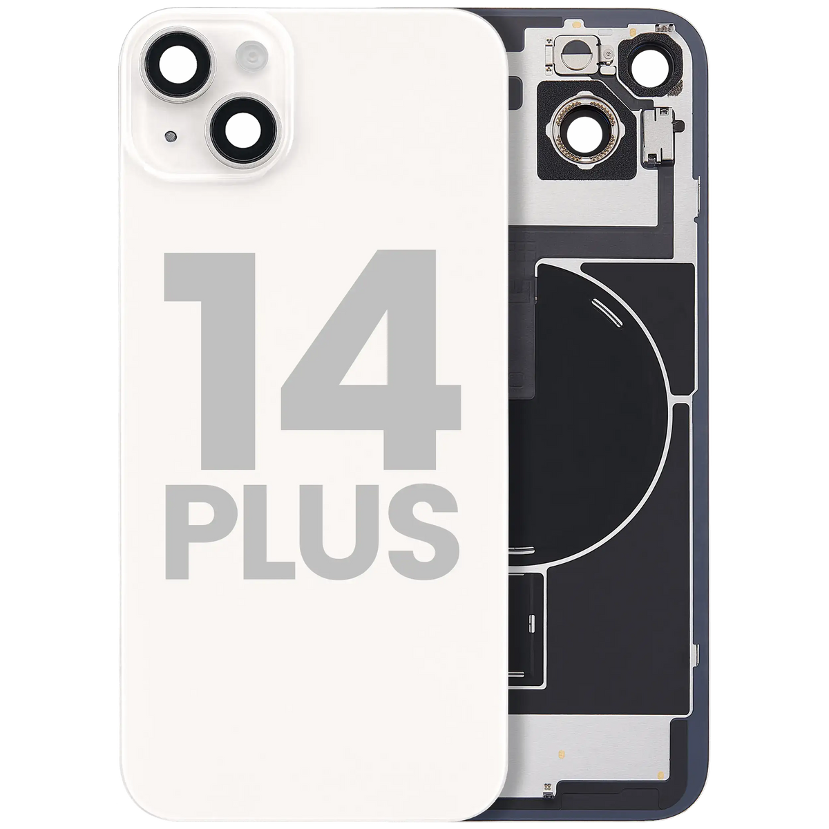 Back Glass W/ Mag Safe Magnet & Nfc & Flashlight Flex For I Phone 14 Plus (Used Oem Pull: Grade B) (Starlight)