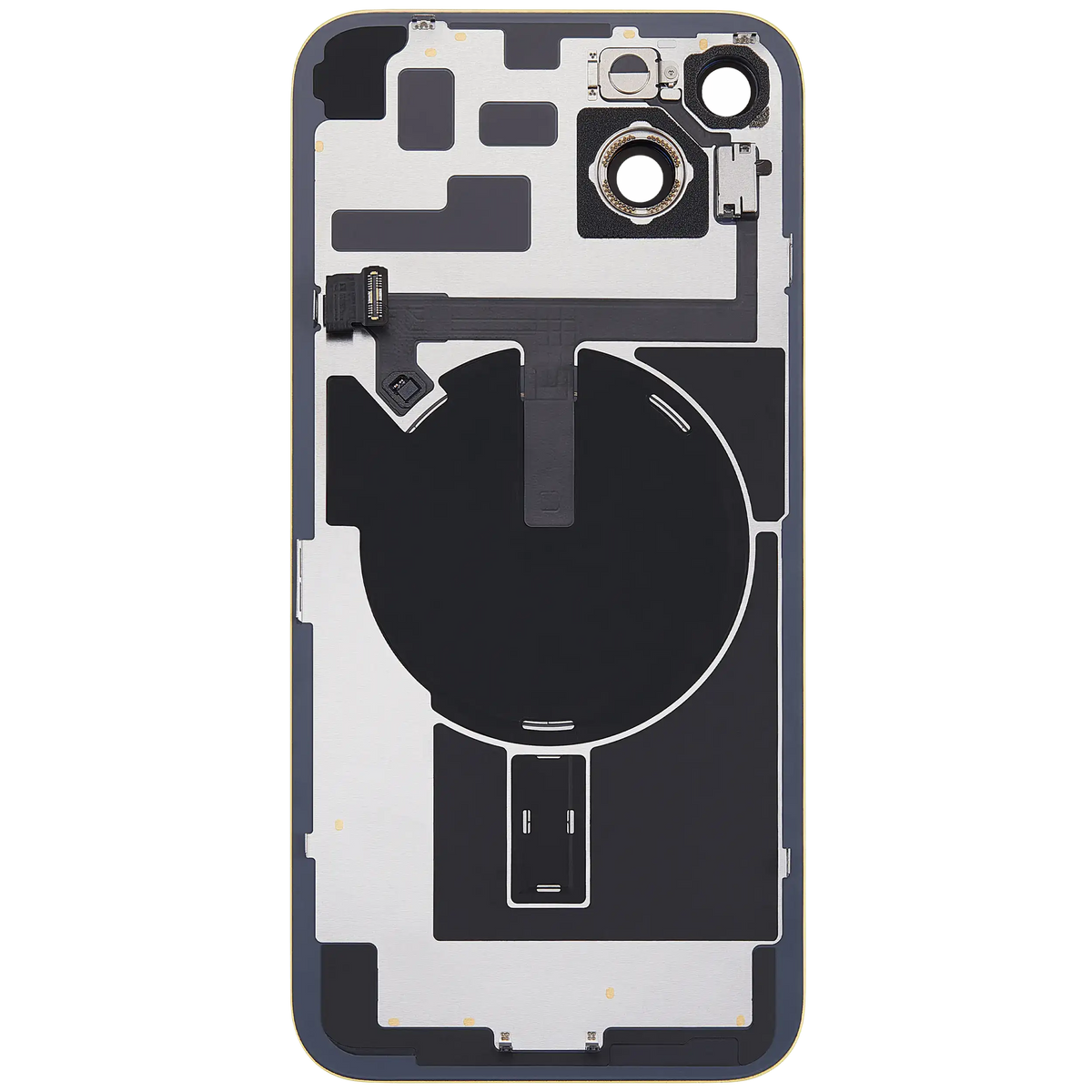 Back Glass W/ Mag Safe Magnet & Nfc & Flashlight Flex For I Phone 14 Plus (Used Oem Pull: Grade B) (Yellow)