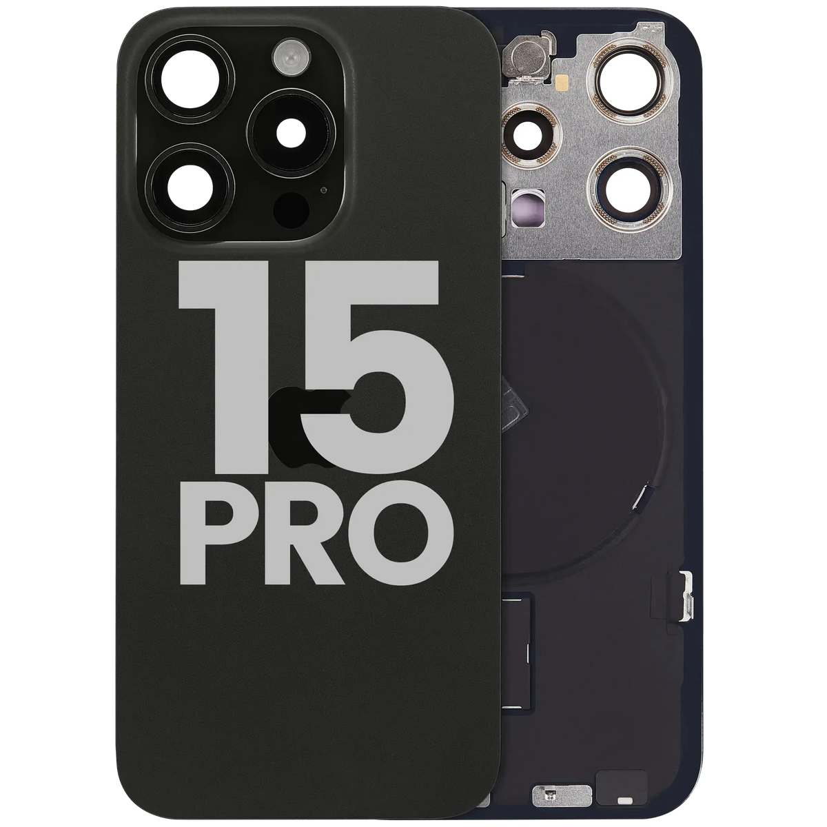 Back Glass W/ Mag Safe Magnet & Nfc & Flashlight Flex For I Phone 15 Pro (Used Oem Pull: Grade B) (Black Titanium)