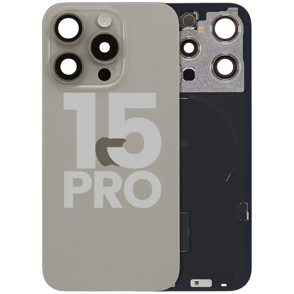 Back Glass W/ Mag Safe Magnet & Nfc & Flashlight Flex For I Phone 15 Pro (Used Oem Pull: Grade B) (Natural Titanium)