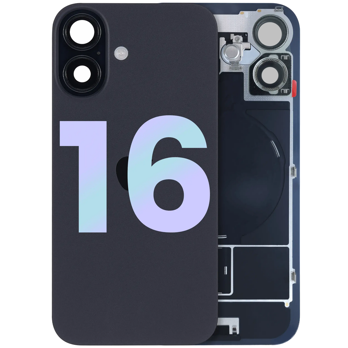 Back Glass W/ Mag Safe Magnet & Nfc & Flashlight Flex For I Phone 16 (Genuine Oem) (Black)
