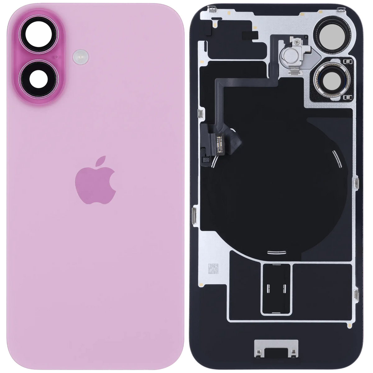 Back Glass W/ Mag Safe Magnet & Nfc & Flashlight Flex For I Phone 16 (Genuine Oem) (Pink)