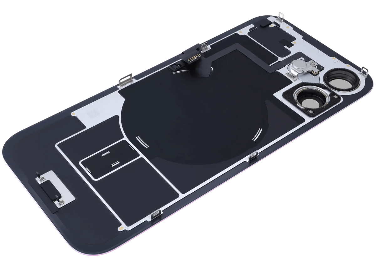 Back Glass W/ Mag Safe Magnet & Nfc & Flashlight Flex For I Phone 16 (Genuine Oem) (Pink)