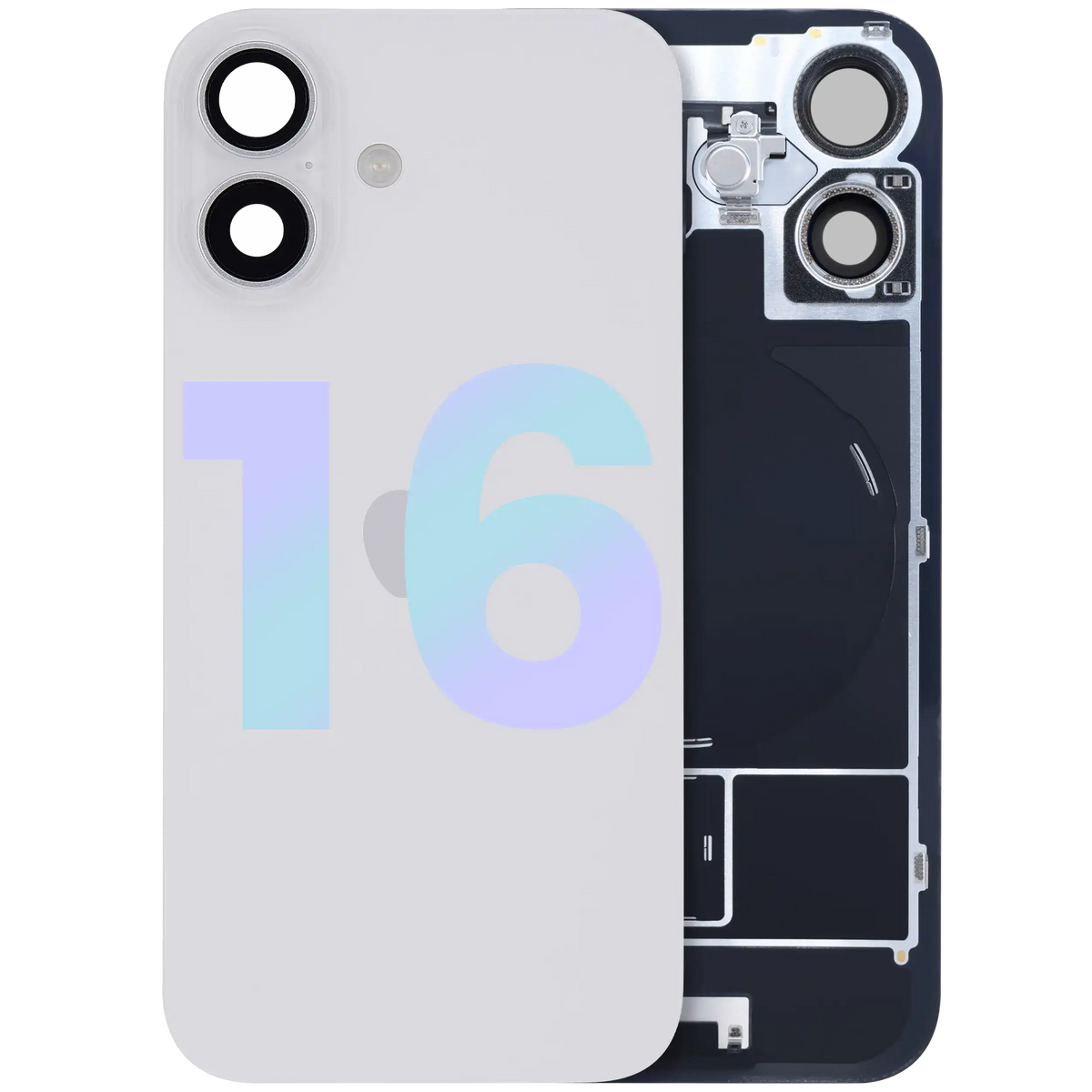 Back Glass W/ Mag Safe Magnet & Nfc & Flashlight Flex For I Phone 16 (Genuine Oem) (White)