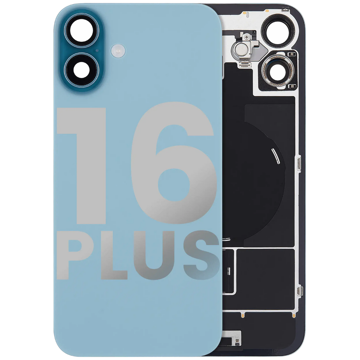 Back Glass W/ Mag Safe Magnet & Nfc & Flashlight Flex For I Phone 16 Plus (Used Oem Pull: Grade A) (Teal)