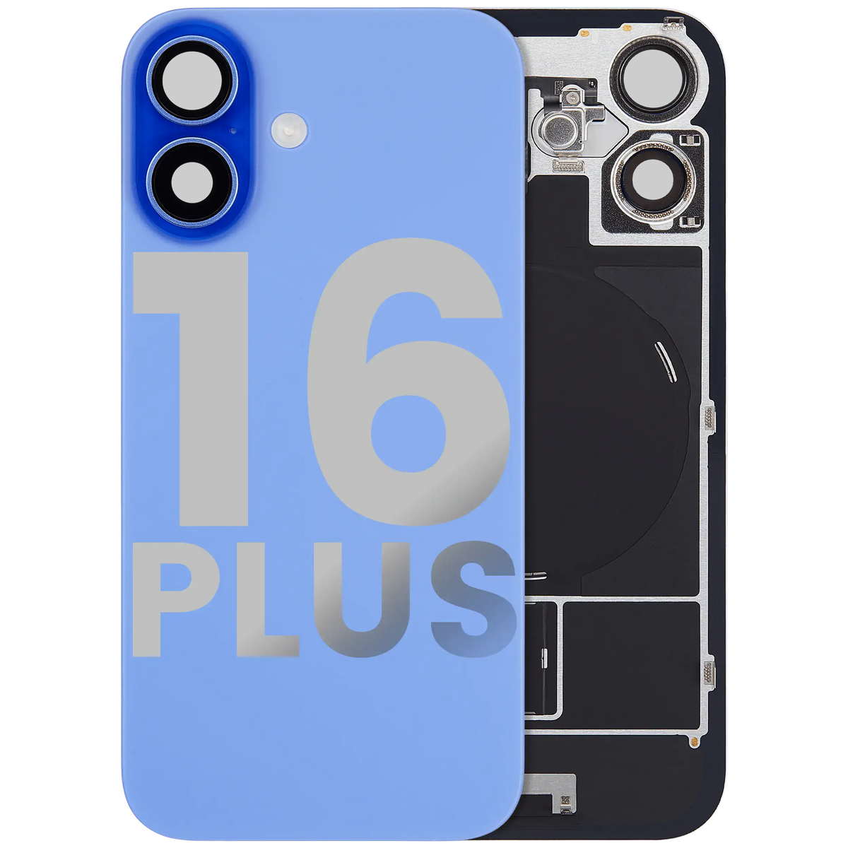 Back Glass W/ Mag Safe Magnet & Nfc & Flashlight Flex For I Phone 16 Plus (Used Oem Pull: Grade A) (Ultramarine)