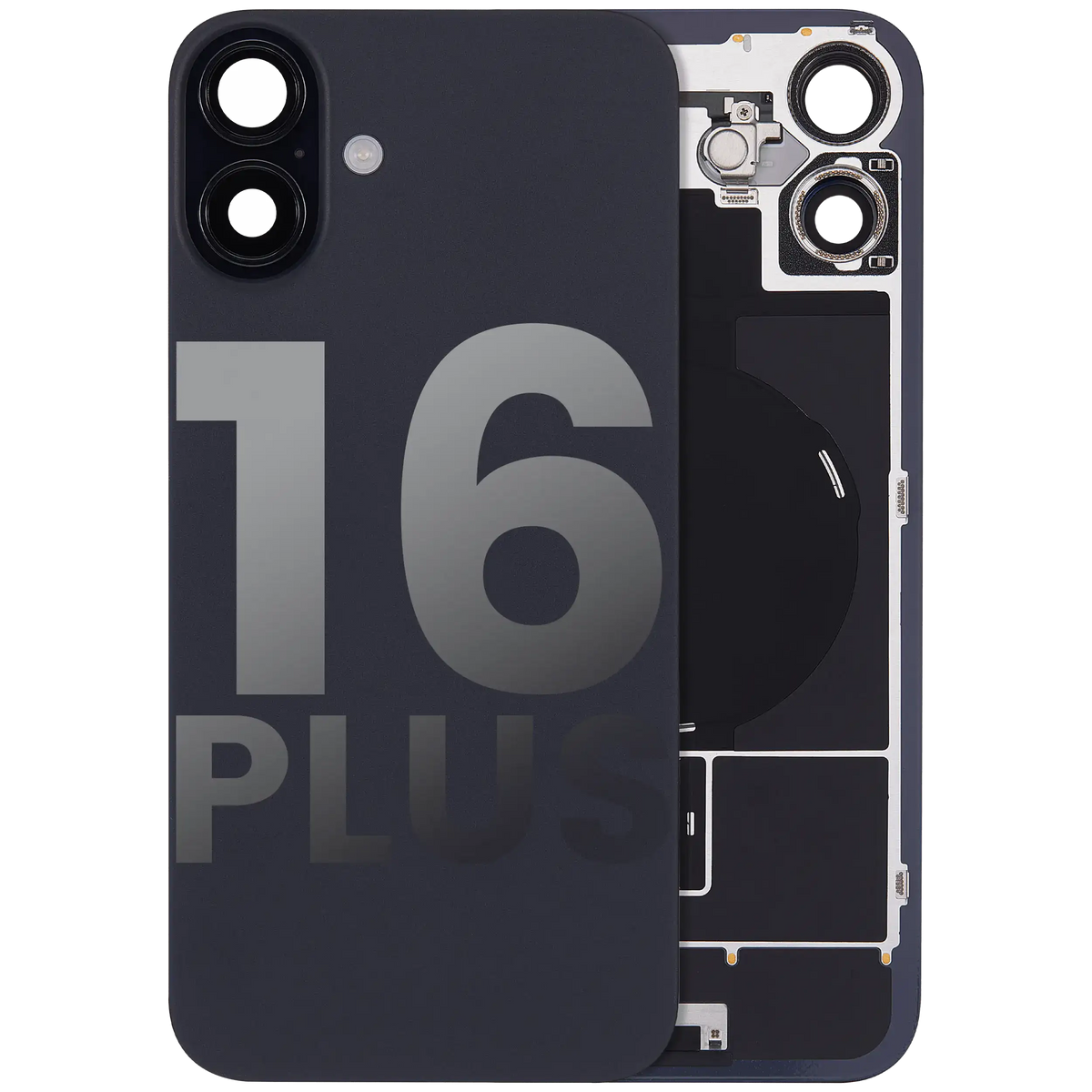 Back Glass W/ Mag Safe Magnet & Nfc & Flashlight Flex For I Phone 16 Plus (Used Oem Pull: Grade B) (Black)