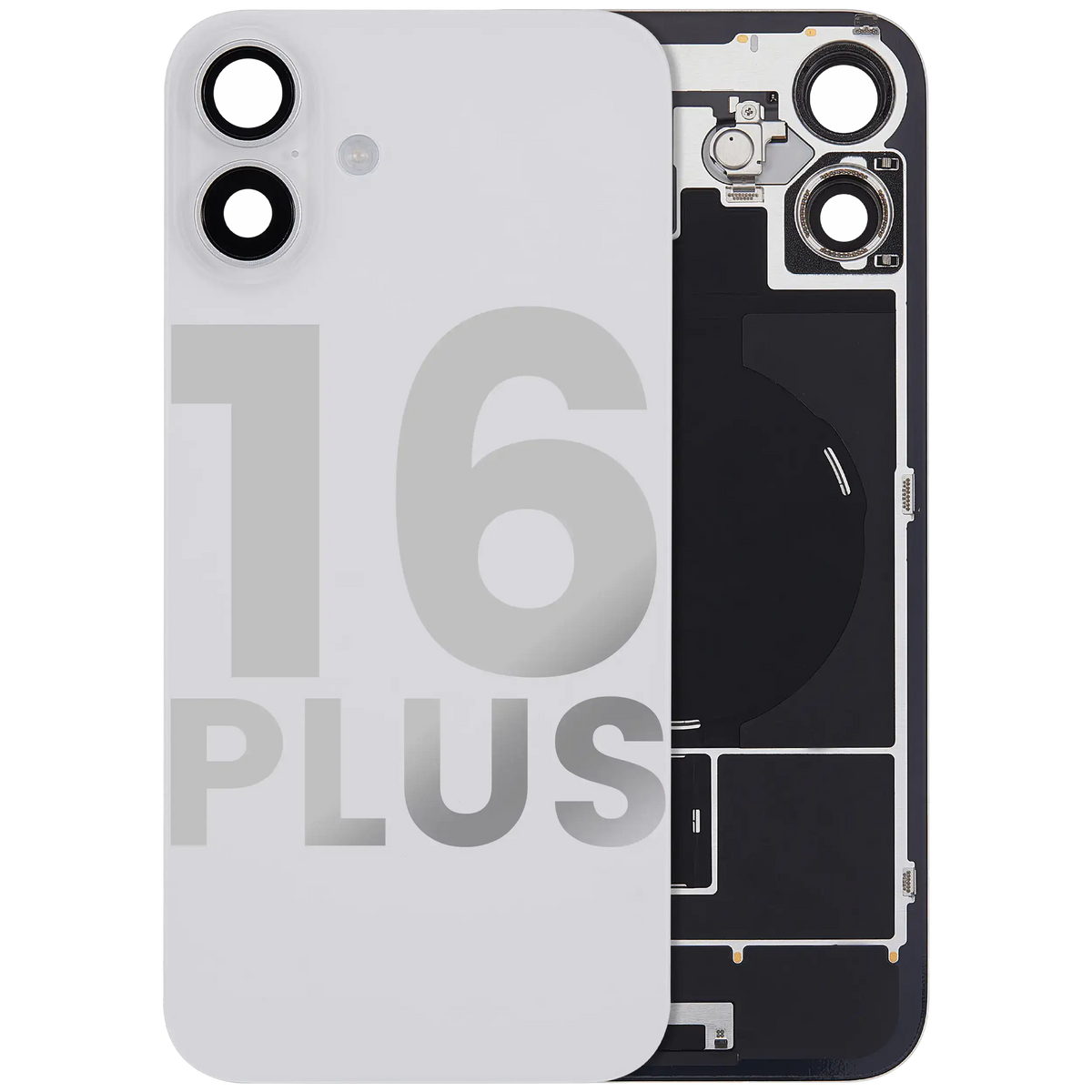 Back Glass W/ Mag Safe Magnet & Nfc & Flashlight Flex For I Phone 16 Plus (Used Oem Pull: Grade C) (White)