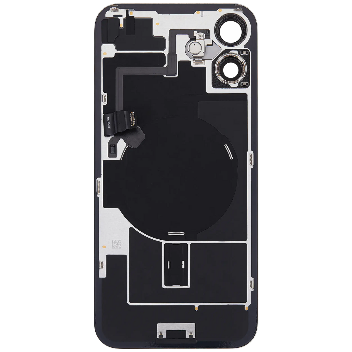 Back Glass W/ Mag Safe Magnet & Nfc & Flashlight Flex For I Phone 16 Plus (Used Oem Pull: Grade C) (White)
