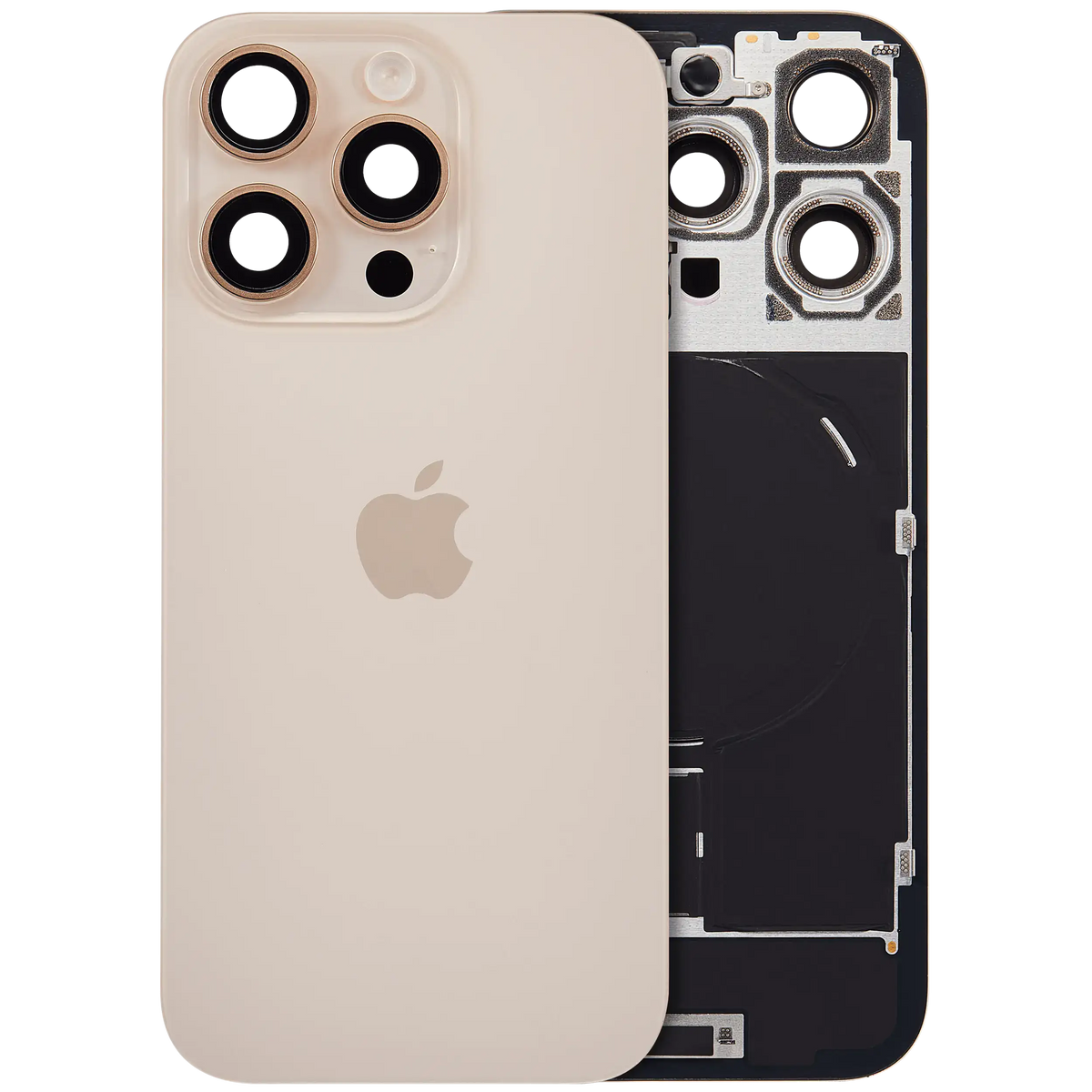 Back Glass W/ Mag Safe Magnet & Nfc & Flashlight Flex For I Phone 16 Pro (Genuine Oem) (Desert Titanium)