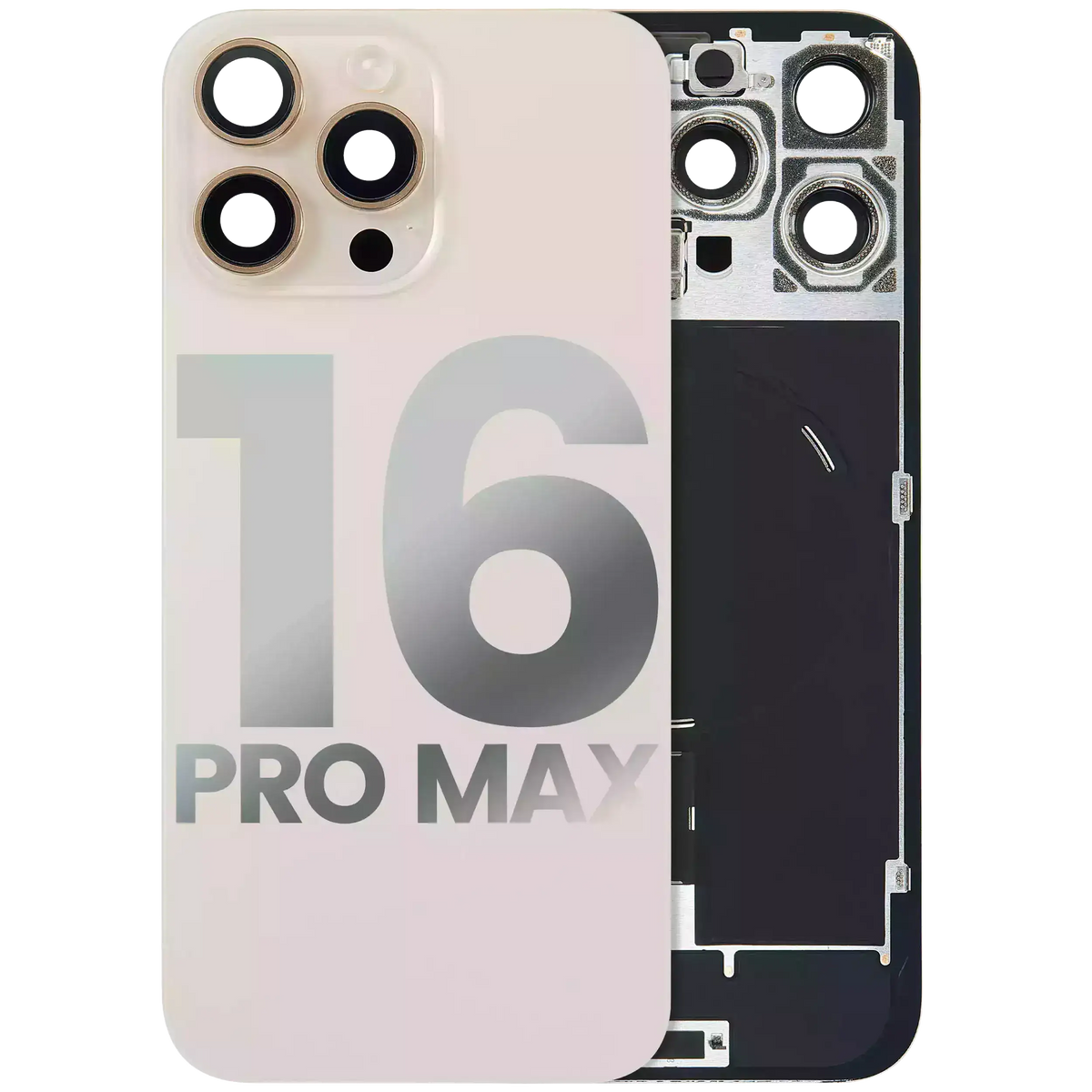 Back Glass W/ Mag Safe Magnet & Nfc & Flashlight Flex For I Phone 16 Pro Max (Used Oem Pull: Grade A) (Desert Titanium)