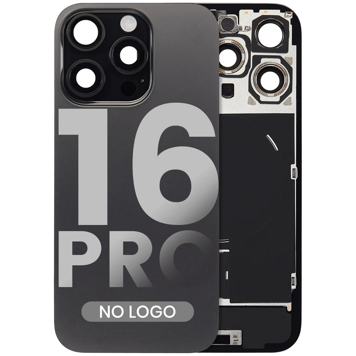 Back Glass W/ Mag Safe Magnet & Nfc & Flashlight Flex For I Phone 16 Pro (No Logo) (Aftermarket) (Black Titanium)