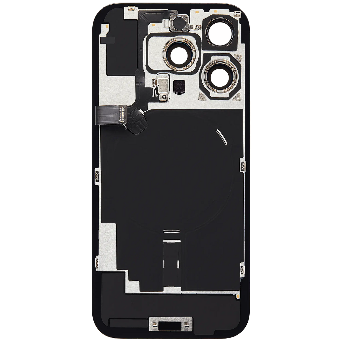 Back Glass W/ Mag Safe Magnet & Nfc & Flashlight Flex For I Phone 16 Pro (No Logo) (Aftermarket) (Black Titanium)