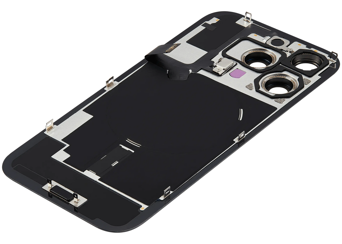 Back Glass W/ Mag Safe Magnet & Nfc & Flashlight Flex For I Phone 16 Pro (No Logo) (Aftermarket) (Black Titanium)