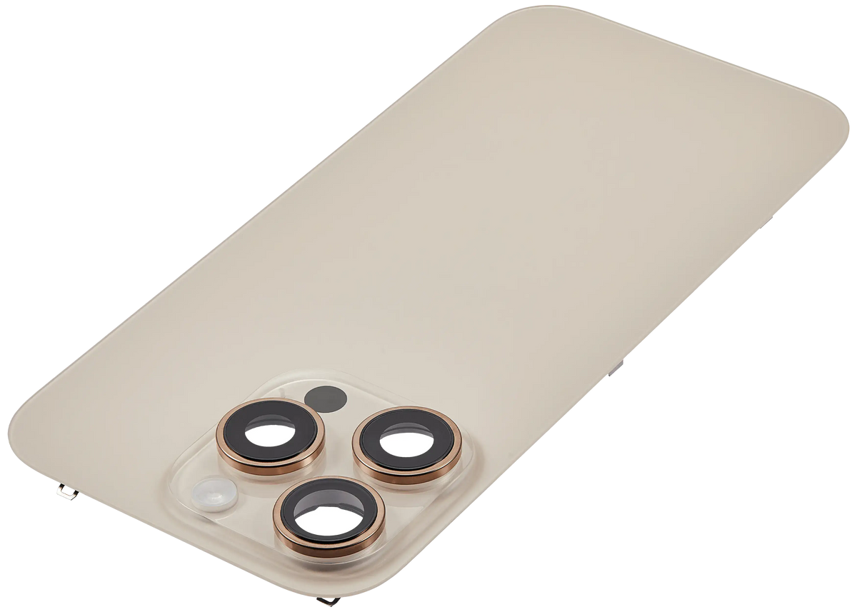 Back Glass W/ Mag Safe Magnet & Nfc & Flashlight Flex For I Phone 16 Pro (No Logo) (Aftermarket) (Desert Titanium)