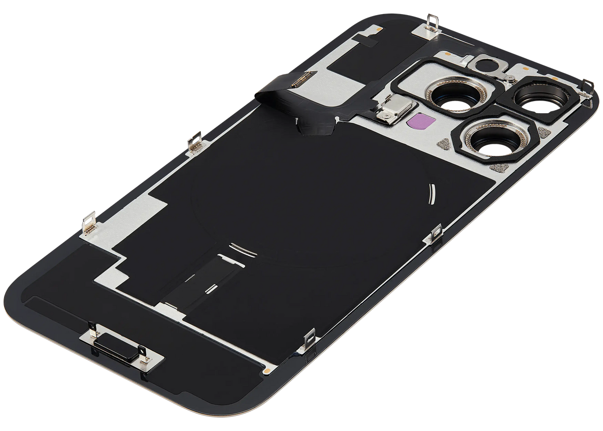 Back Glass W/ Mag Safe Magnet & Nfc & Flashlight Flex For I Phone 16 Pro (No Logo) (Aftermarket) (Desert Titanium)