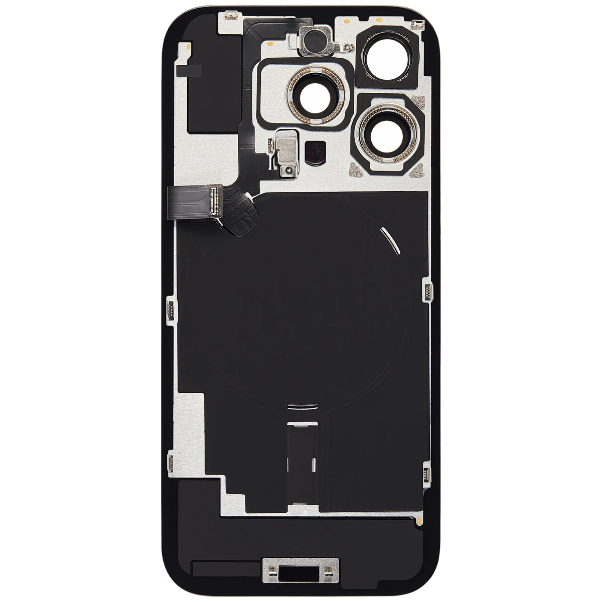 Back Glass W/ Mag Safe Magnet & Nfc & Flashlight Flex For I Phone 16 Pro (No Logo) (Aftermarket) (Natural Titanium)