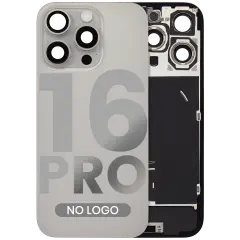 Back Glass W/ Mag Safe Magnet & Nfc & Flashlight Flex For I Phone 16 Pro (No Logo) (Aftermarket) (Natural Titanium)