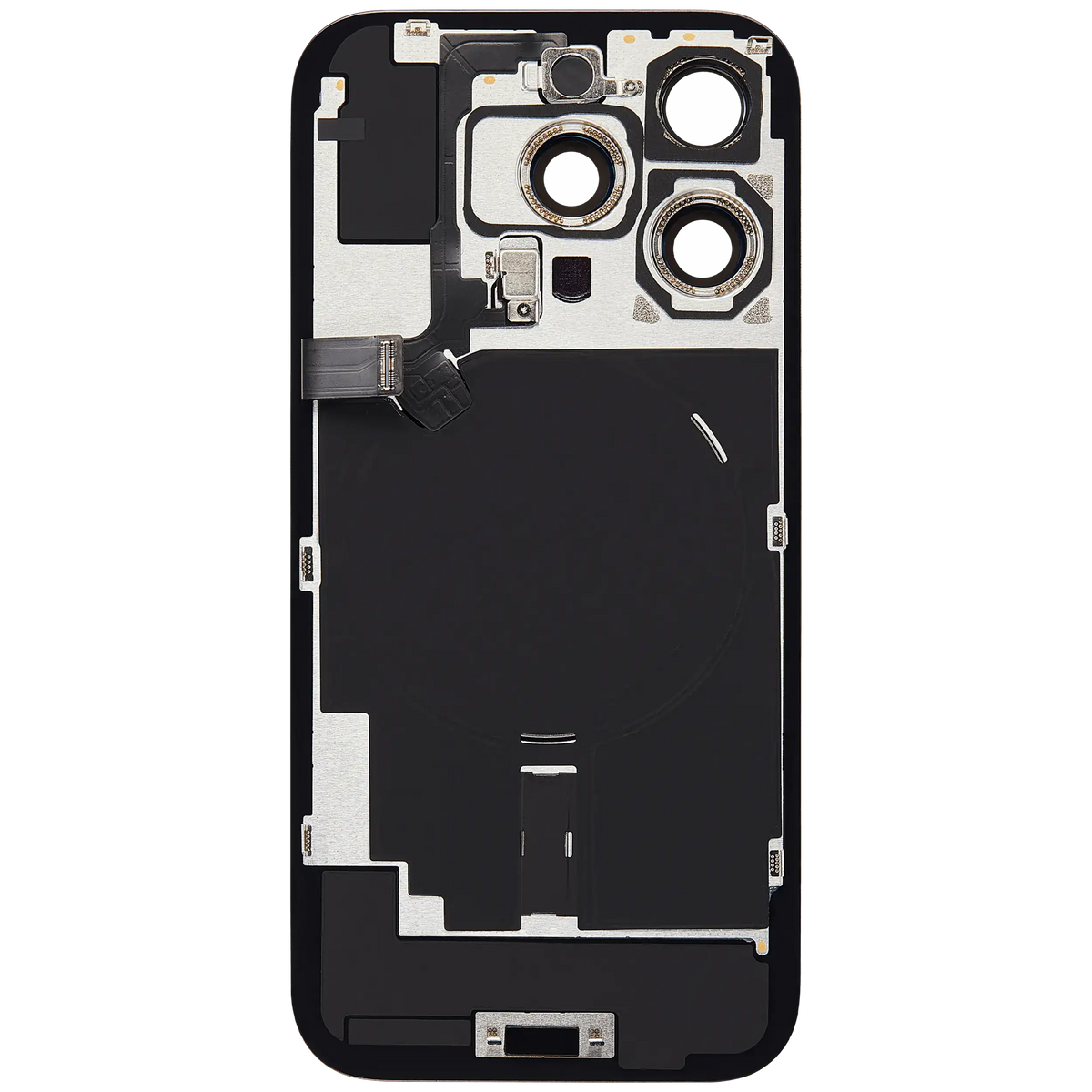 Back Glass W/ Mag Safe Magnet & Nfc & Flashlight Flex For I Phone 16 Pro (No Logo) (Aftermarket) (White Titanium)