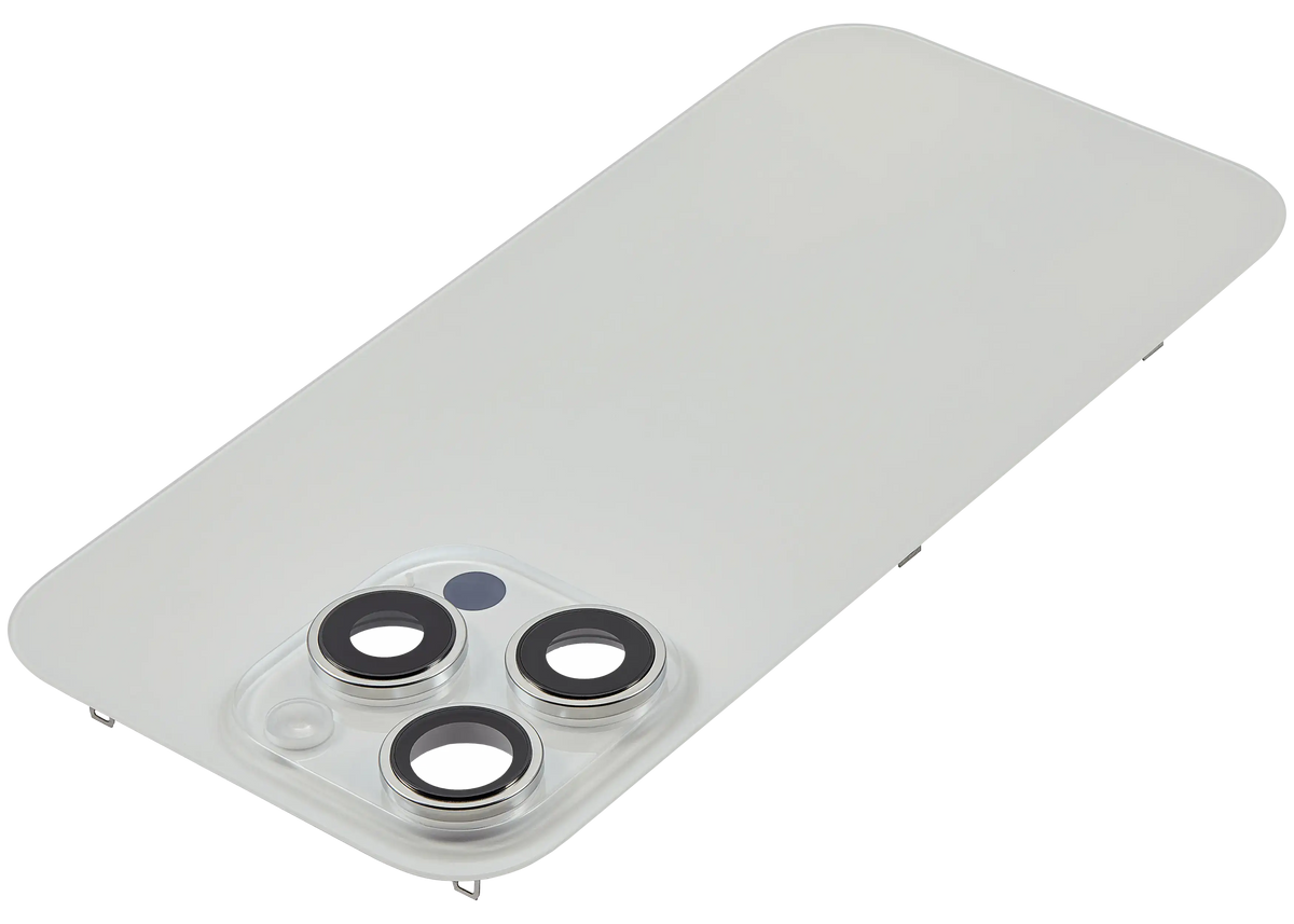 Back Glass W/ Mag Safe Magnet & Nfc & Flashlight Flex For I Phone 16 Pro (No Logo) (Aftermarket) (White Titanium)